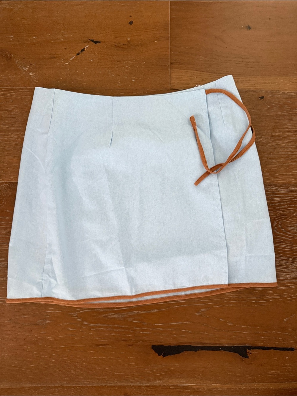 Light Blue Mini Skirt with Tan Trim - Women's Skirt
